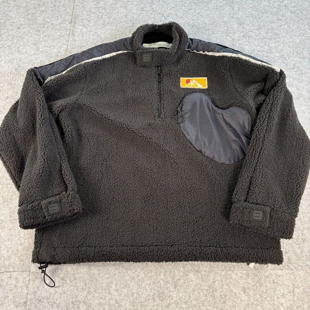Off-White C/O Virgil Abloh Main Label Logo Plaque Fleece Pullover Jacket Mens